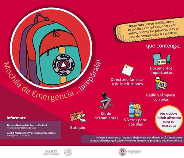 mochila de emergencia niños