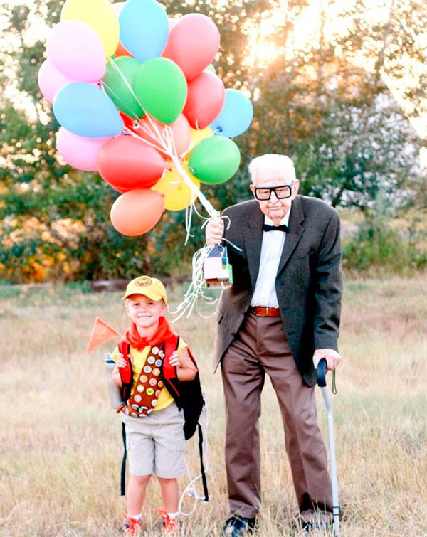 Quien Mejor Para Acompanar A Este Nino En Su Cumpleanos De Up Que Su Bisabuelo