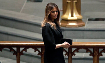 Melania Trump y sus sinceras condolencias a la familia Bush durante el funeral de Barbara
