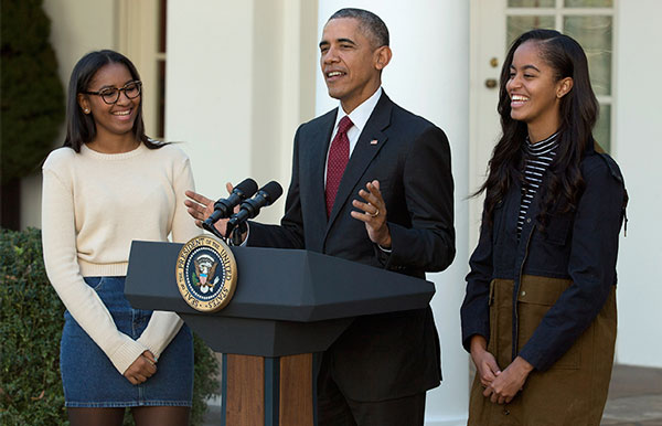 Barack, Sasha y Malia Obama