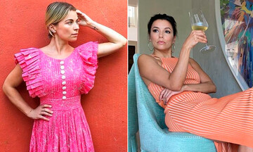 Ludwika Paleta y Eva Longoria, ¿quién dice que los vestidos coloridos no son una opción en la cuarentena?