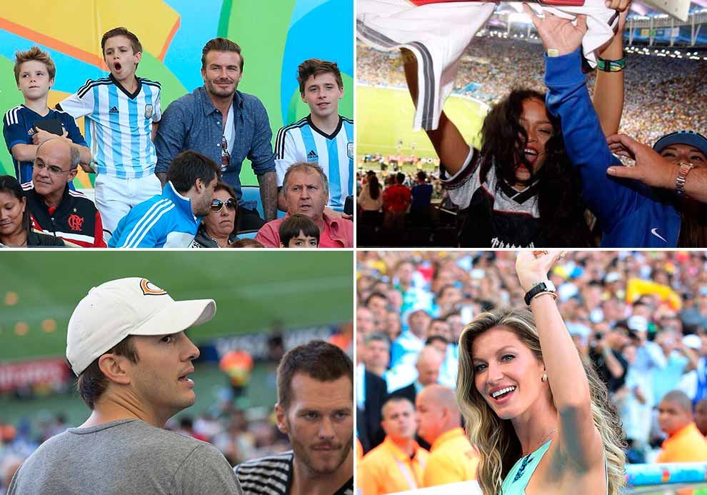 Gisele Bündchen, Rihanna, David Beckham y Ashton Kutcher, las 'celebs' más apasionadas en la final del Mundial