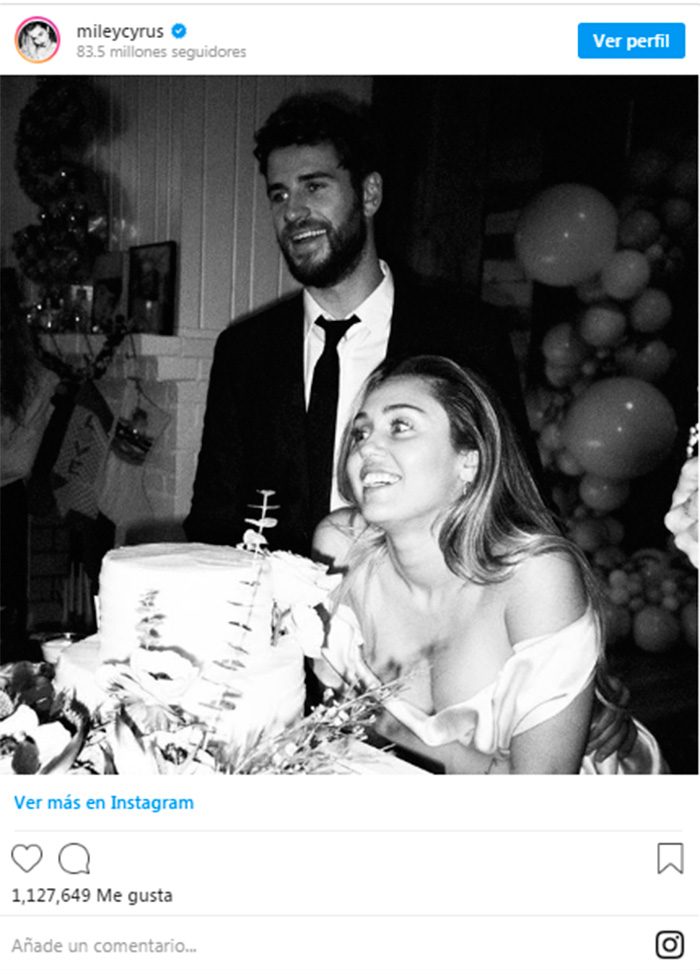 Miley Cyrus celebra San Valentin con fotos inéditas de su boda con Liam