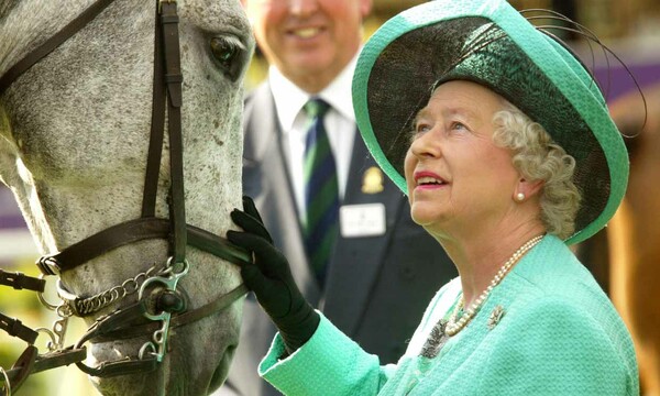 La reina Isabel II con uno de sus adorados caballos