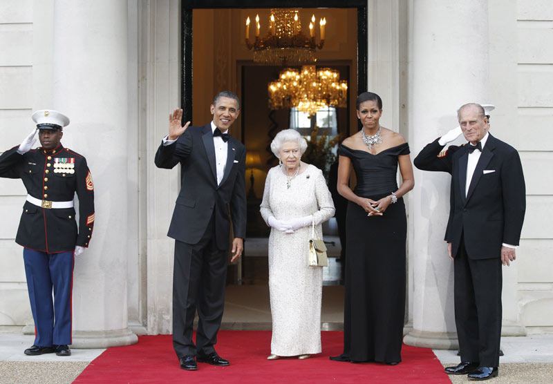 Isabel II, Barack Obama, Michelle Obama y Felipe de Edimburgo