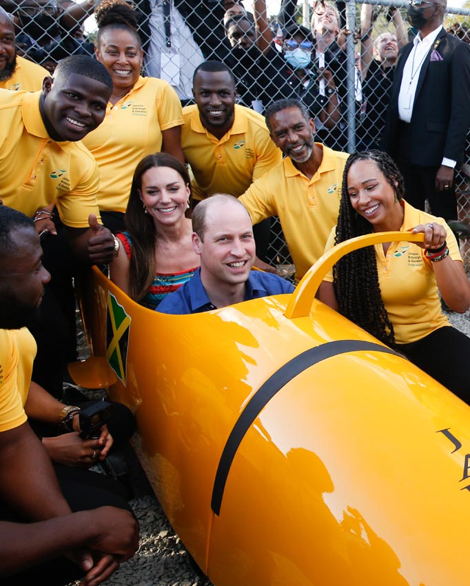 The Duke and Duchess of Cambridge with the Jamaican bobsled team